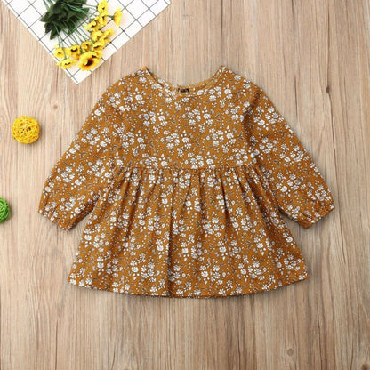 New Arrival Baby Girls Dress Cute Floral Long Sleeve Kids