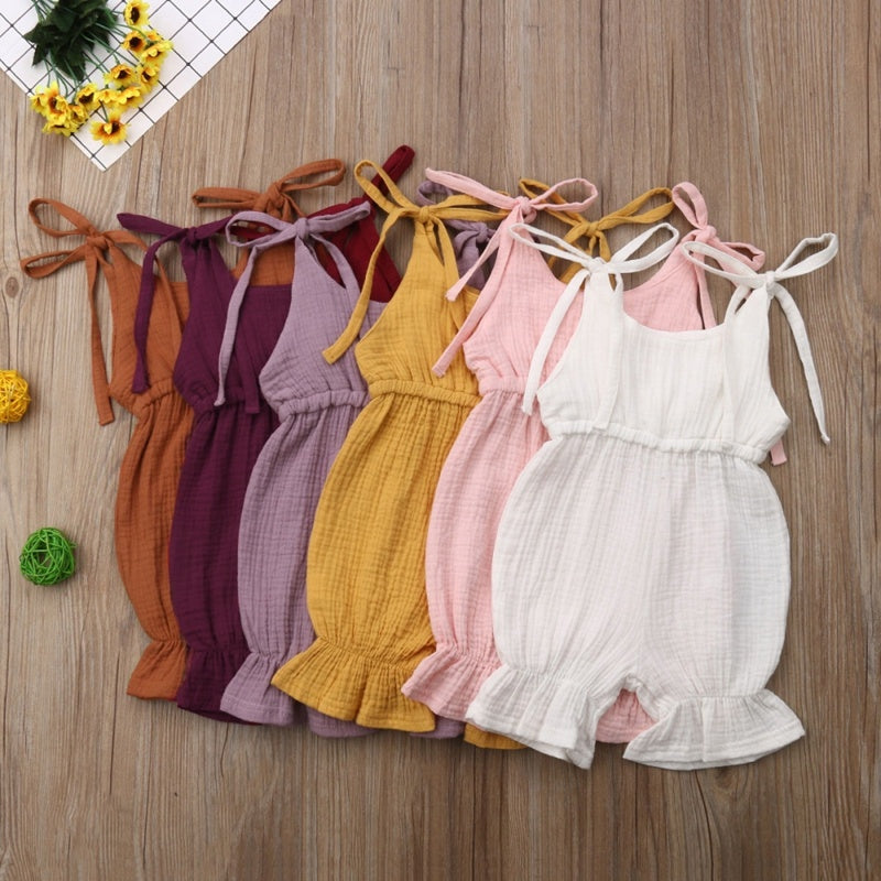 New Arrivals Newborn Toddler Baby Girls Sleeveless Solid Romper Jumpsuit Outfit