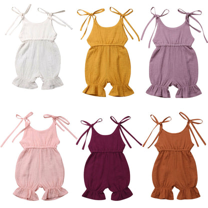 New Arrivals Newborn Toddler Baby Girls Sleeveless Solid Romper Jumpsuit Outfit