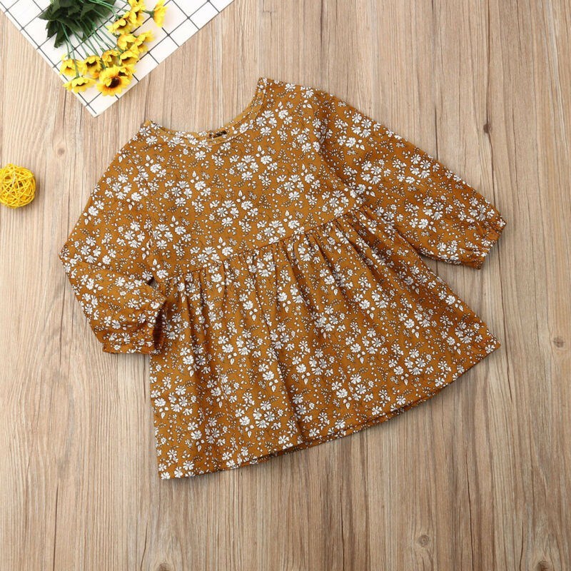 New Arrival Baby Girls Dress Cute Floral Long Sleeve Kids