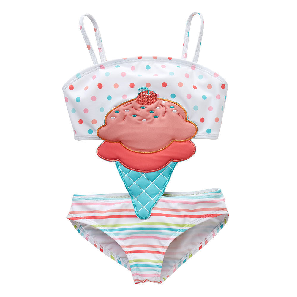 New Big Children's Ice Cream Hot Spring One-piece Swimsuit